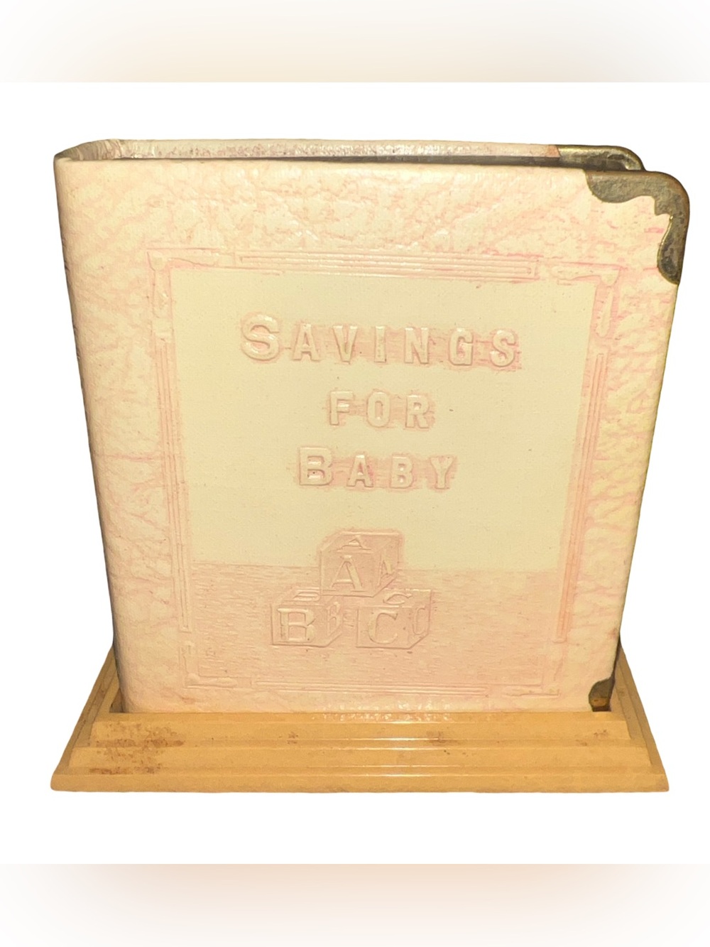 Antique 1930’s  Savings For Baby Still Bank  Key/stand Weeks Pharmacy Texas